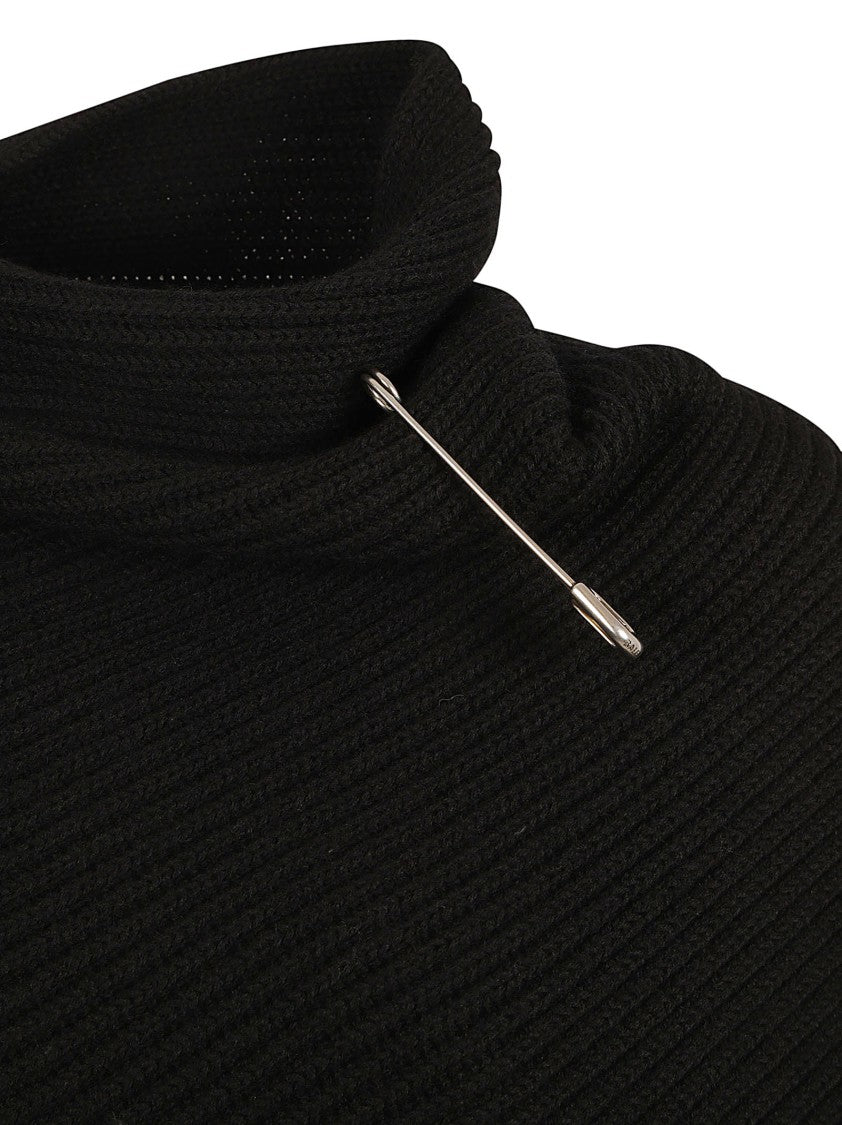 Balenciaga Asymmetrical Black Wool Jacket With High Collar