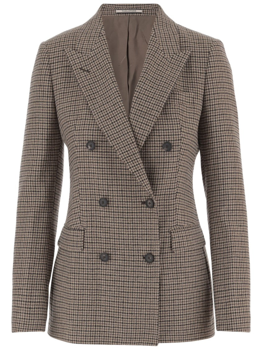 Tagliatore Multicolor Wool-Blend Checked Double-Breasted Blazer