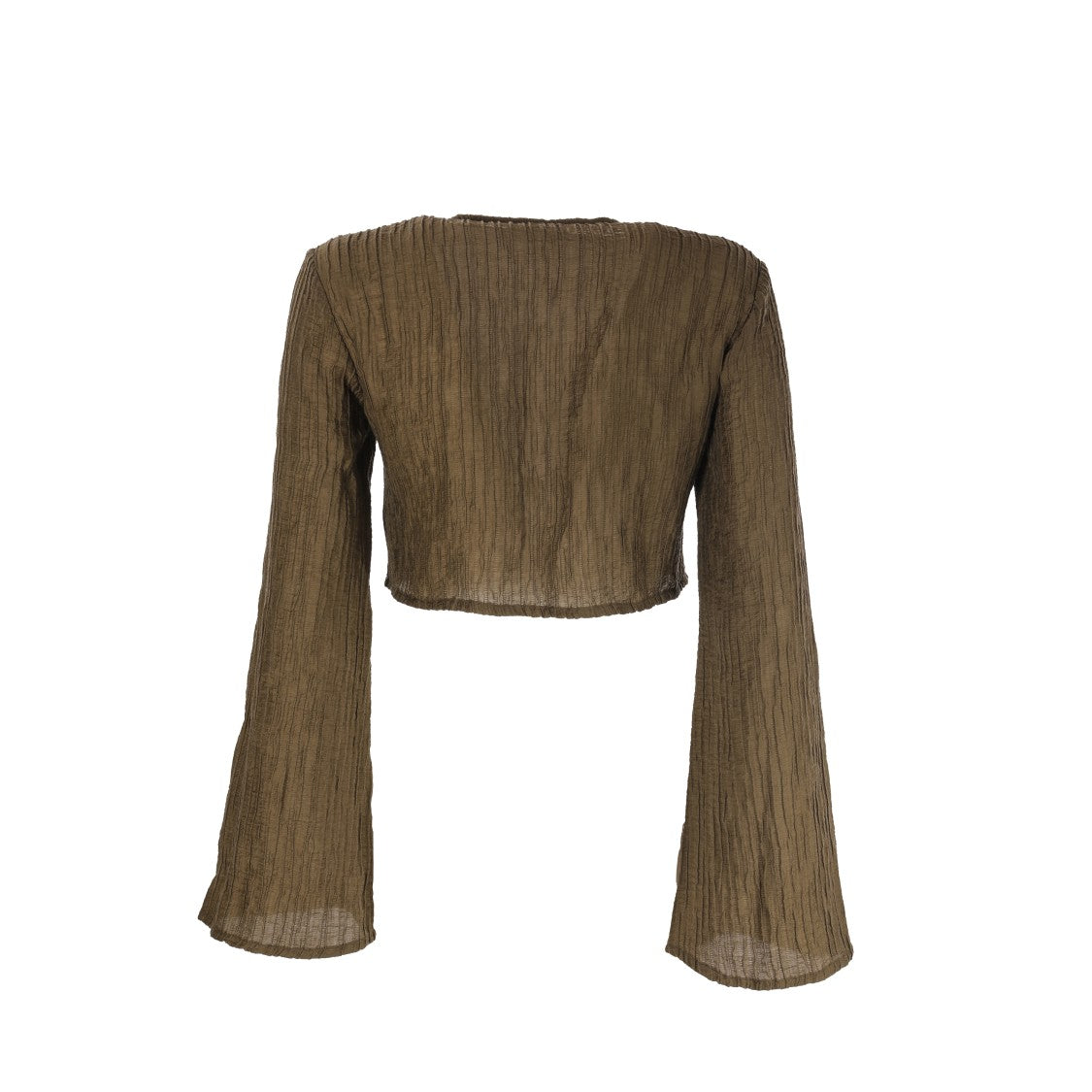 Hamoulet Cropped Long-Sleeved Top With Textured Fabric And Artistic Clasp