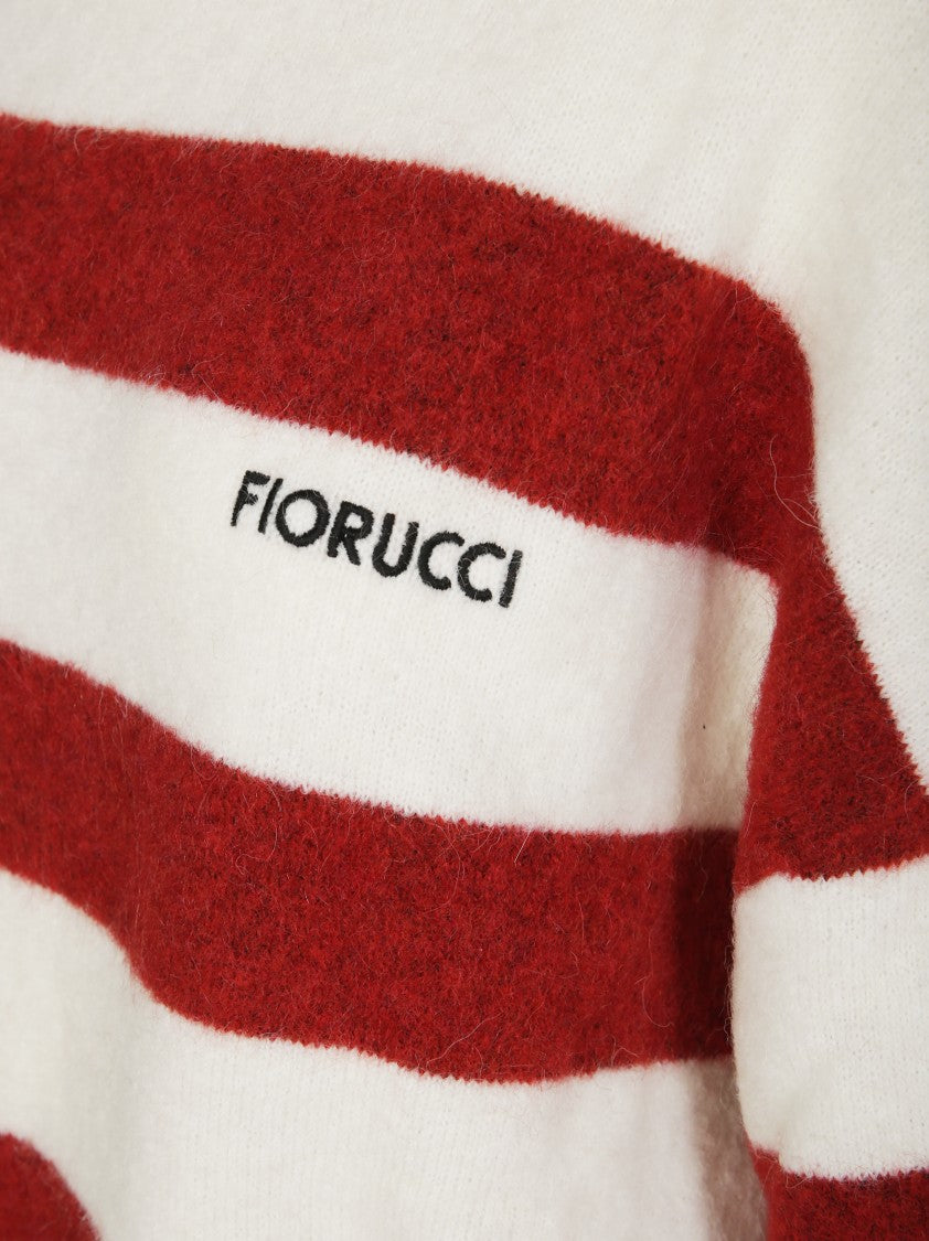 Fiorucci Cropped Sweater With Bold Horizontal Stripes And Embroidered Logo