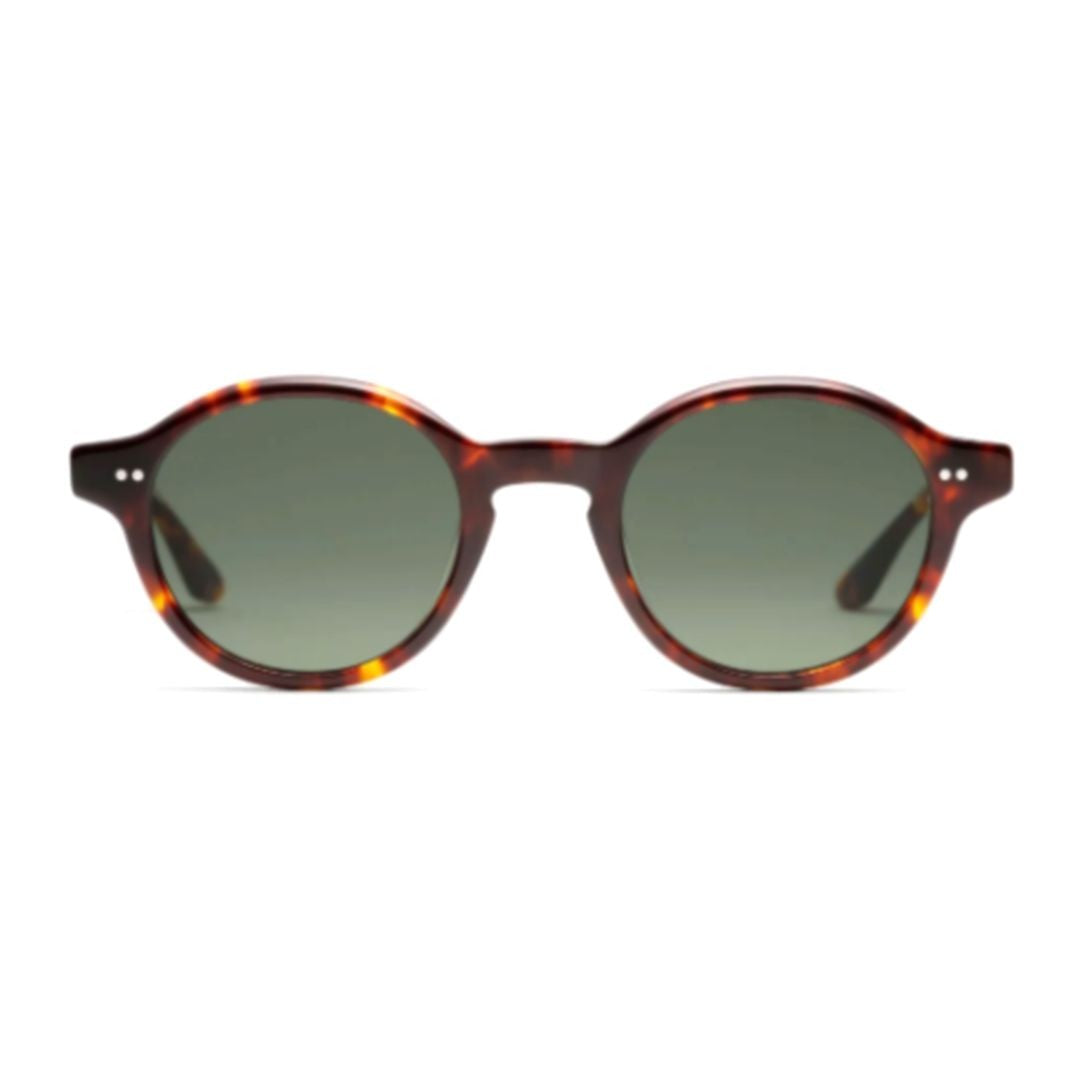 Peter And May Miaouuu Round Frame Sun Tortoise Sunglasses With Green-Tinted Lenses