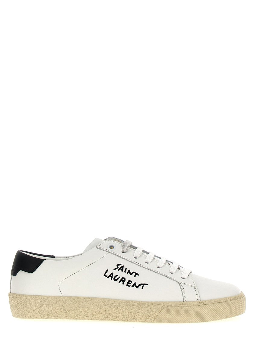 Saint Laurent Minimalist White Low-Top Sneakers With Logo Detail