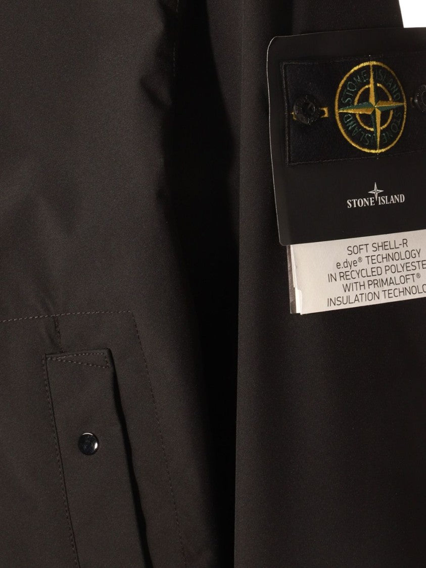 Stone Island Black Parka With Innovative Fabric Blend