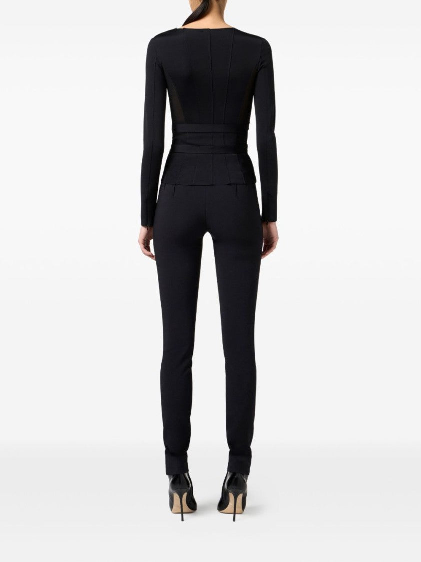 Elisabetta Franchi Structured Black Jacket With Gold-Tone Accents