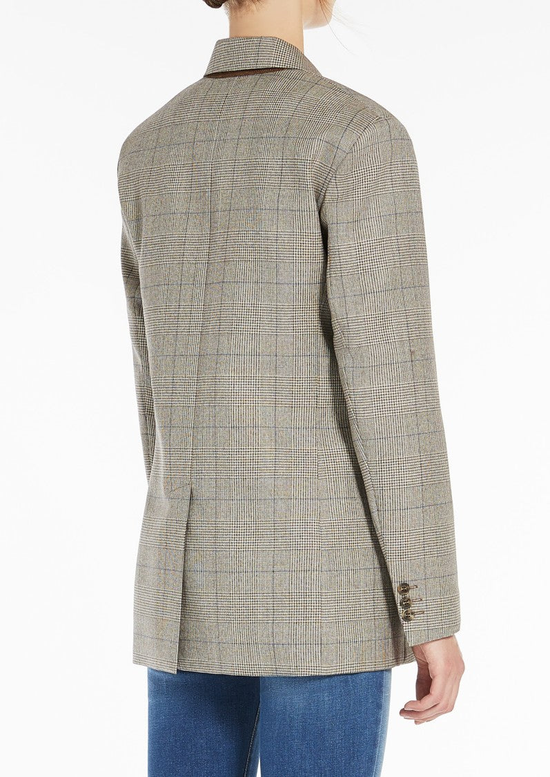 Max Mara Classic Tailored Plaid Blazer With Notched Lapel