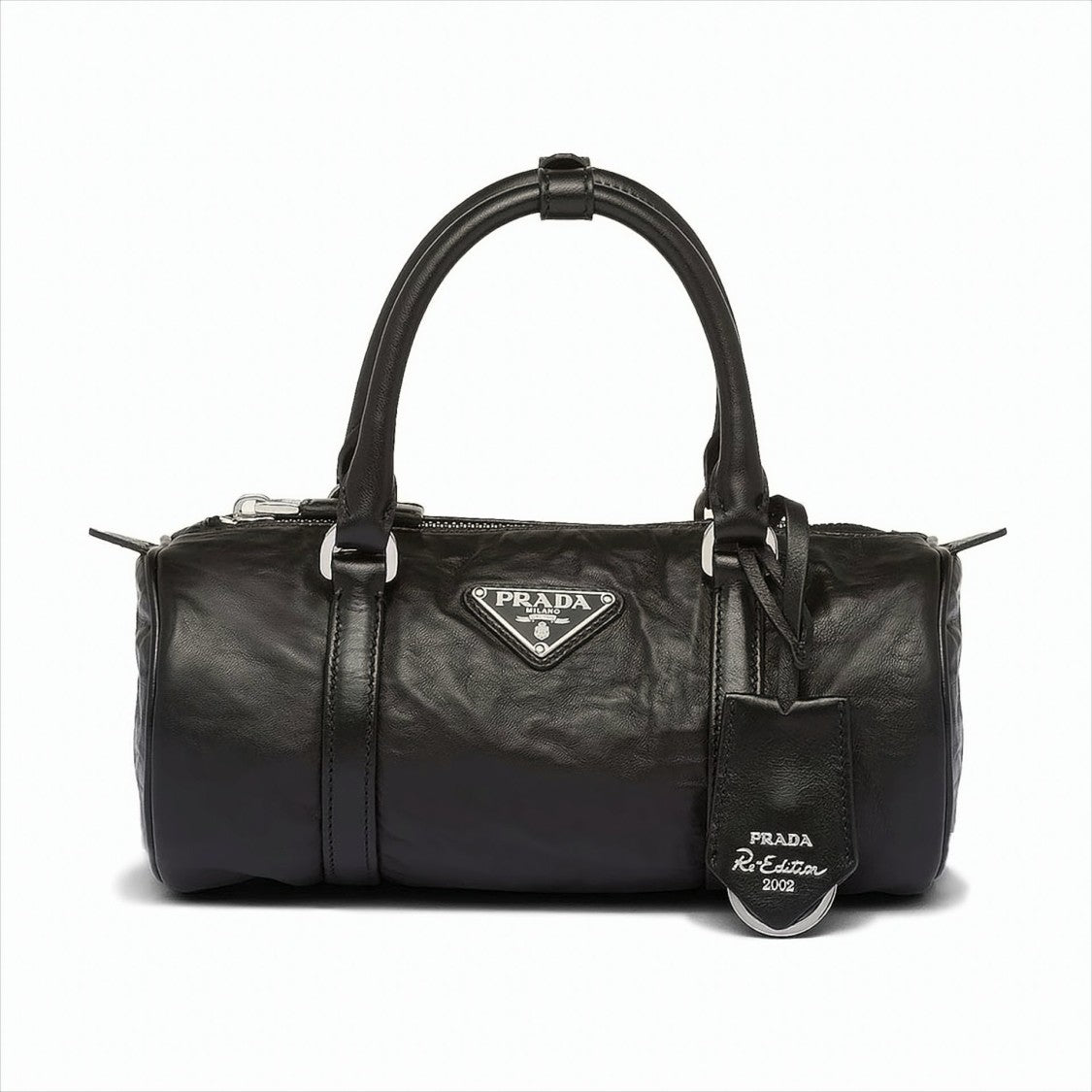 Prada Cylindrical Nappa Leather Tote With Signature Logo