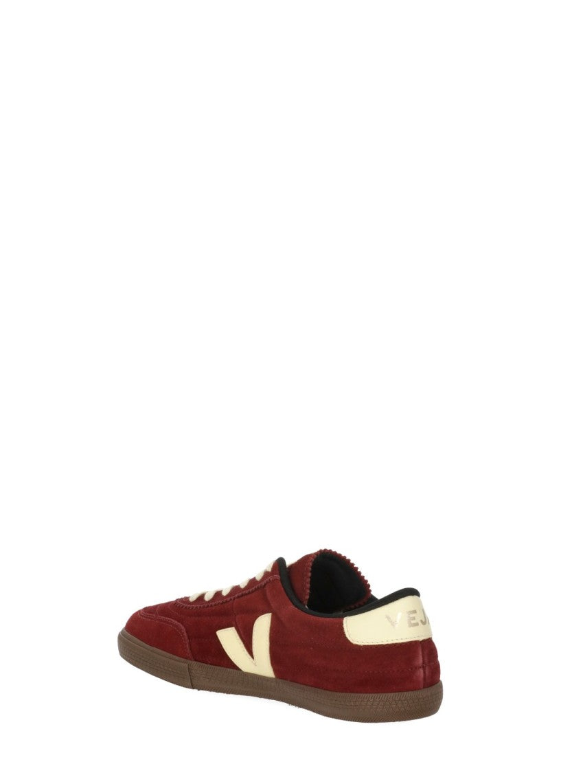 Veja Burgundy Suede Iconic V Logo Low-Top Sneakers