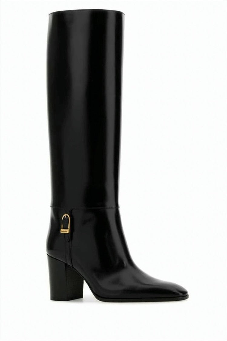 Saint Laurent Mid-Calf Black Calf Leather Boots