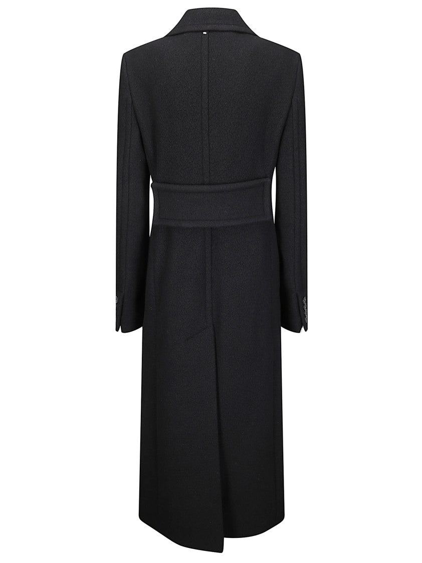 Sportmax Double-Breasted Wool Coat With Removable Belt And Side Pockets