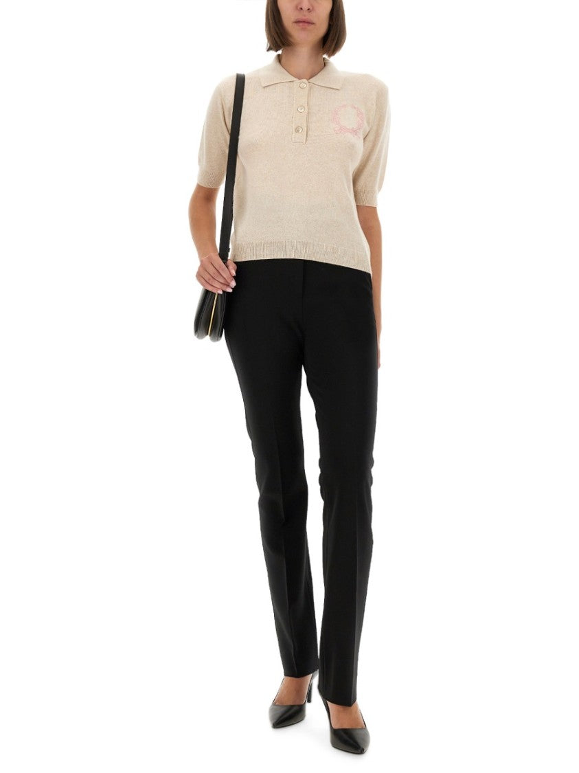 Moschino Wool Polo Shirt With Classic Collar And Logo