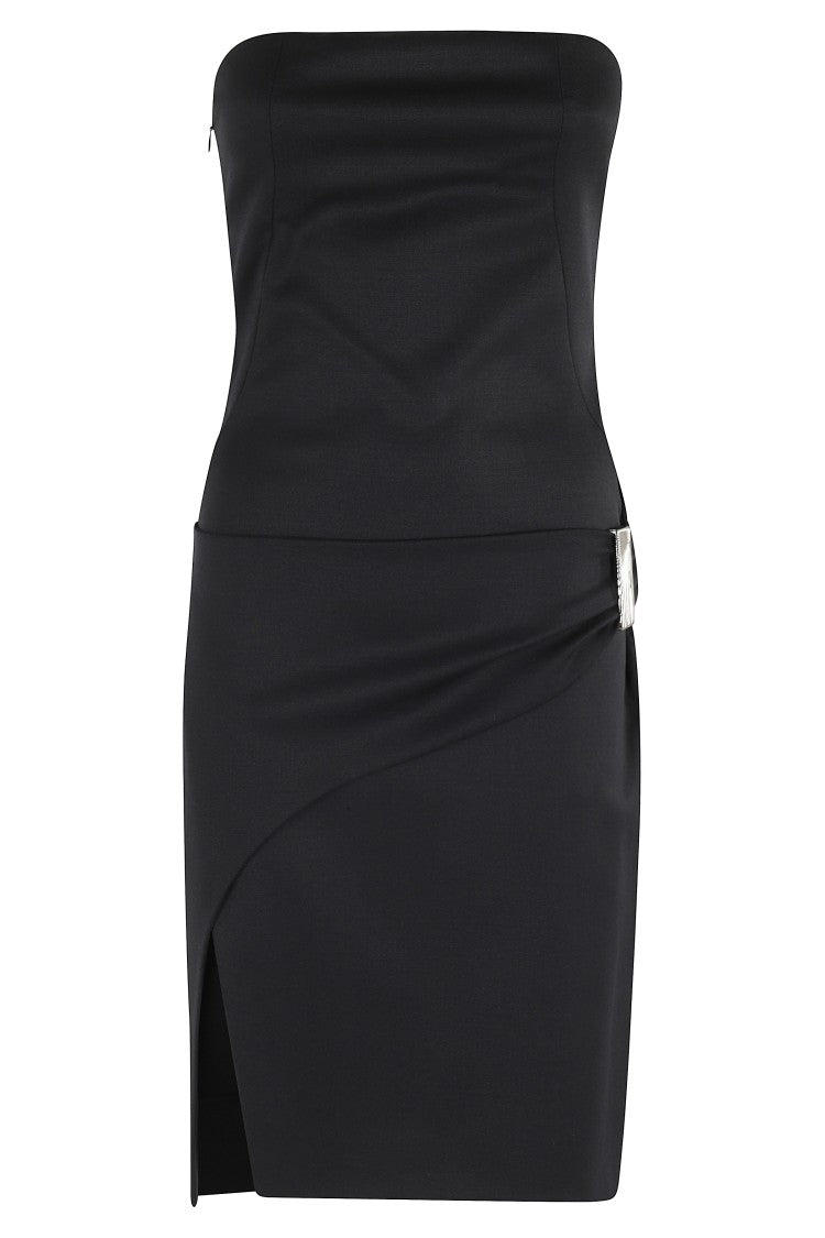 The Attico Fitted Black Midi Dress With Straight Bustier Neckline