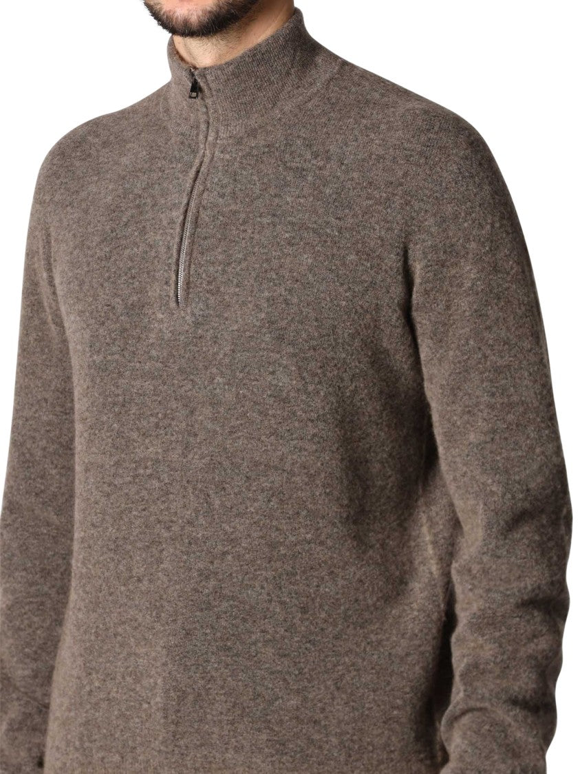 Roberto Collina Textured High-Collar Ribbed-Cuff Knit Sweater