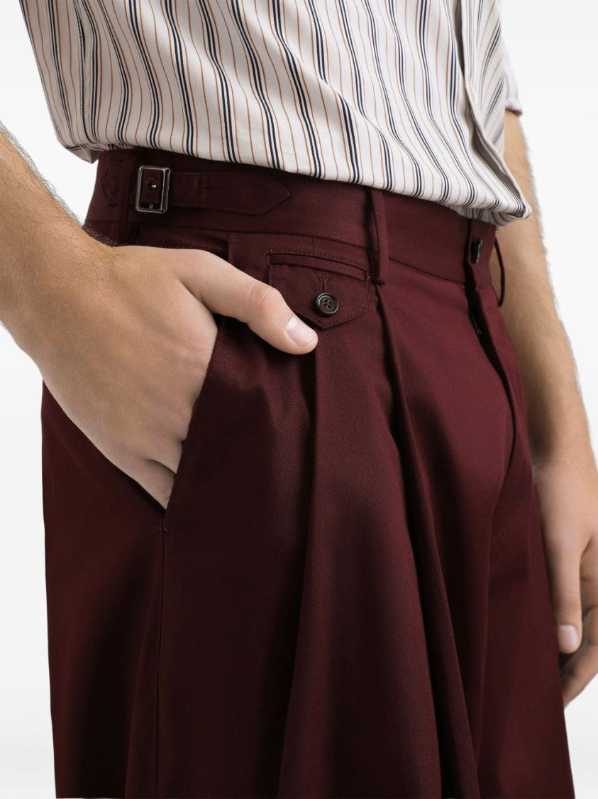Dolce & Gabbana Brown Pleated Buckle Chinos
