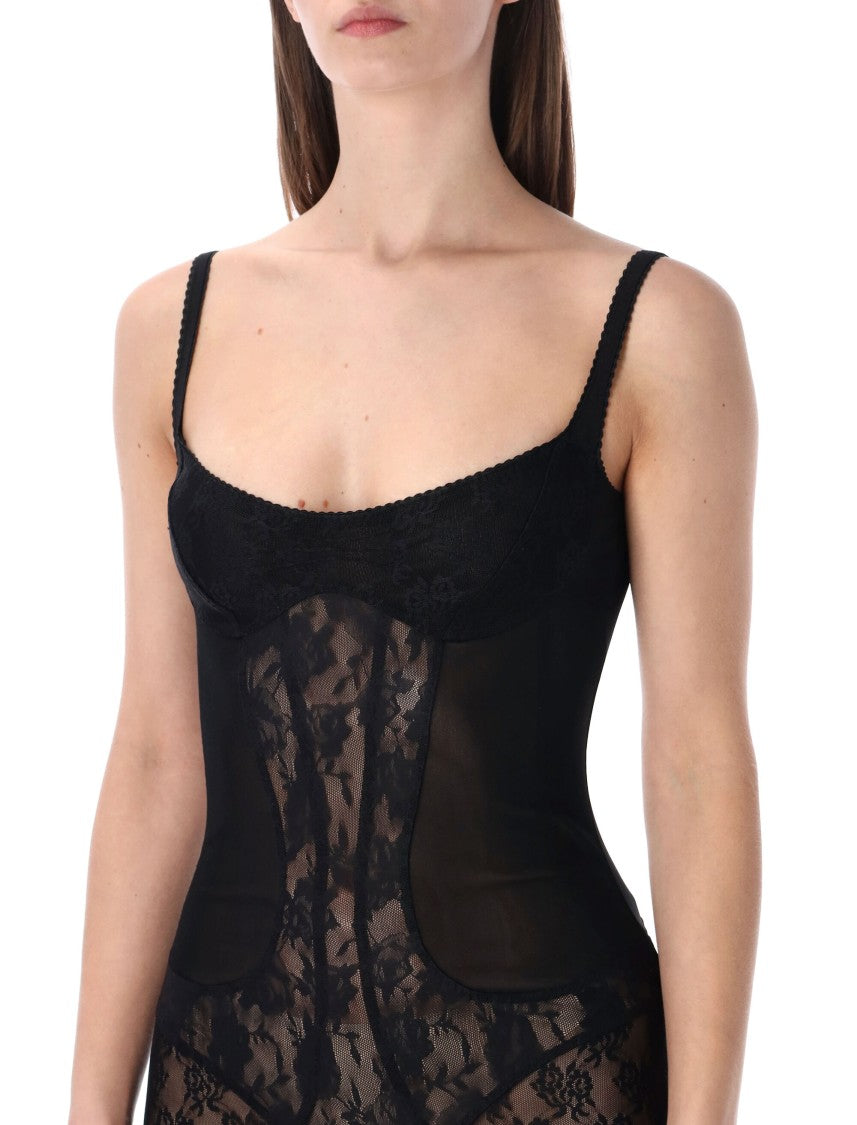 The Attico Body-Conscious Black Lace Overall