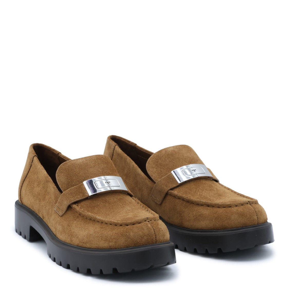 Tory Burch Moccasin-Toe Chunky Loafers Suede - Brown