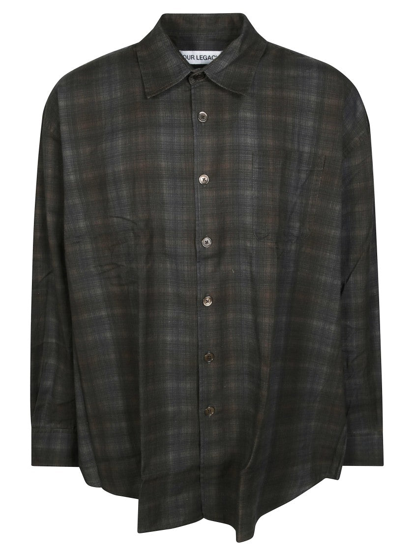 Our Legacy Borrowed Oversized Plaid Asymmetrical Shirt