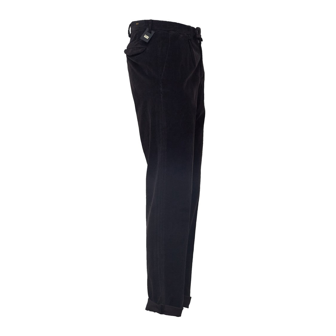 Briglia 1949 Pinces-Detail Black Velvet Pants With Rolled Hem