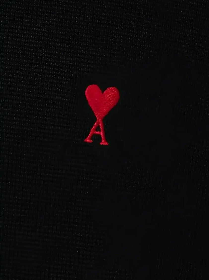 Ami Paris Silk And Nylon Knit Sweater With Heart Logo