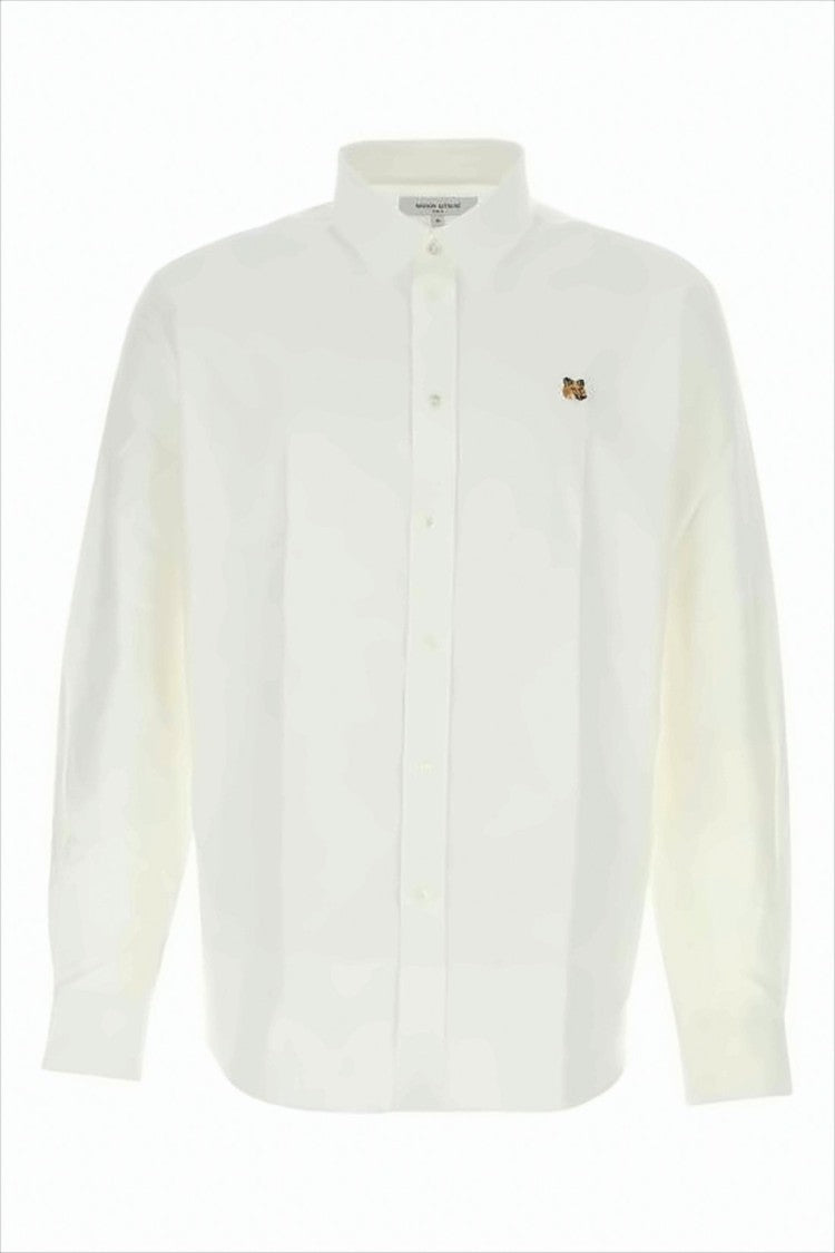 Maison Kitsuné Long-Sleeve Classic Button-Down Shirt With Embroidered Fox Logo