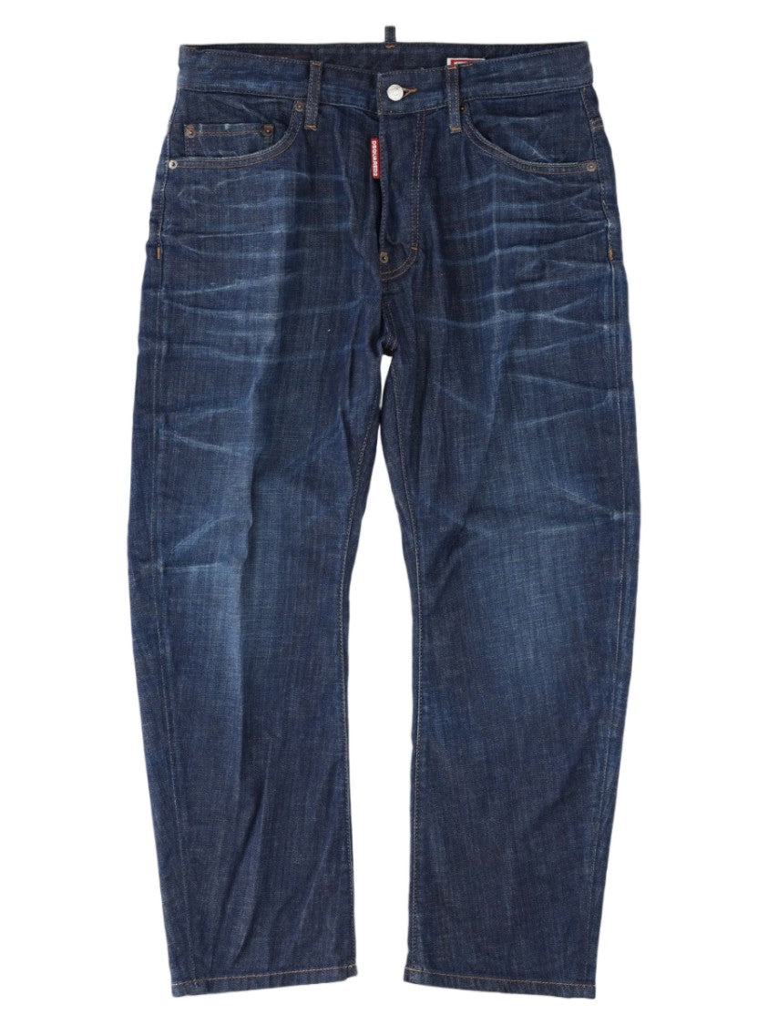 Dsquared2 Blue Whiskered Stretch Cotton-Blend Jeans