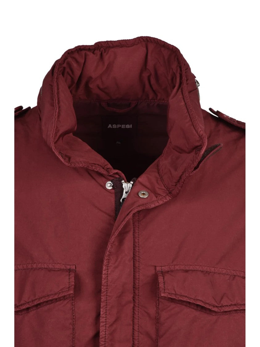 Aspesi Mid-Length Quilted Overcoat With High Collar And Hood