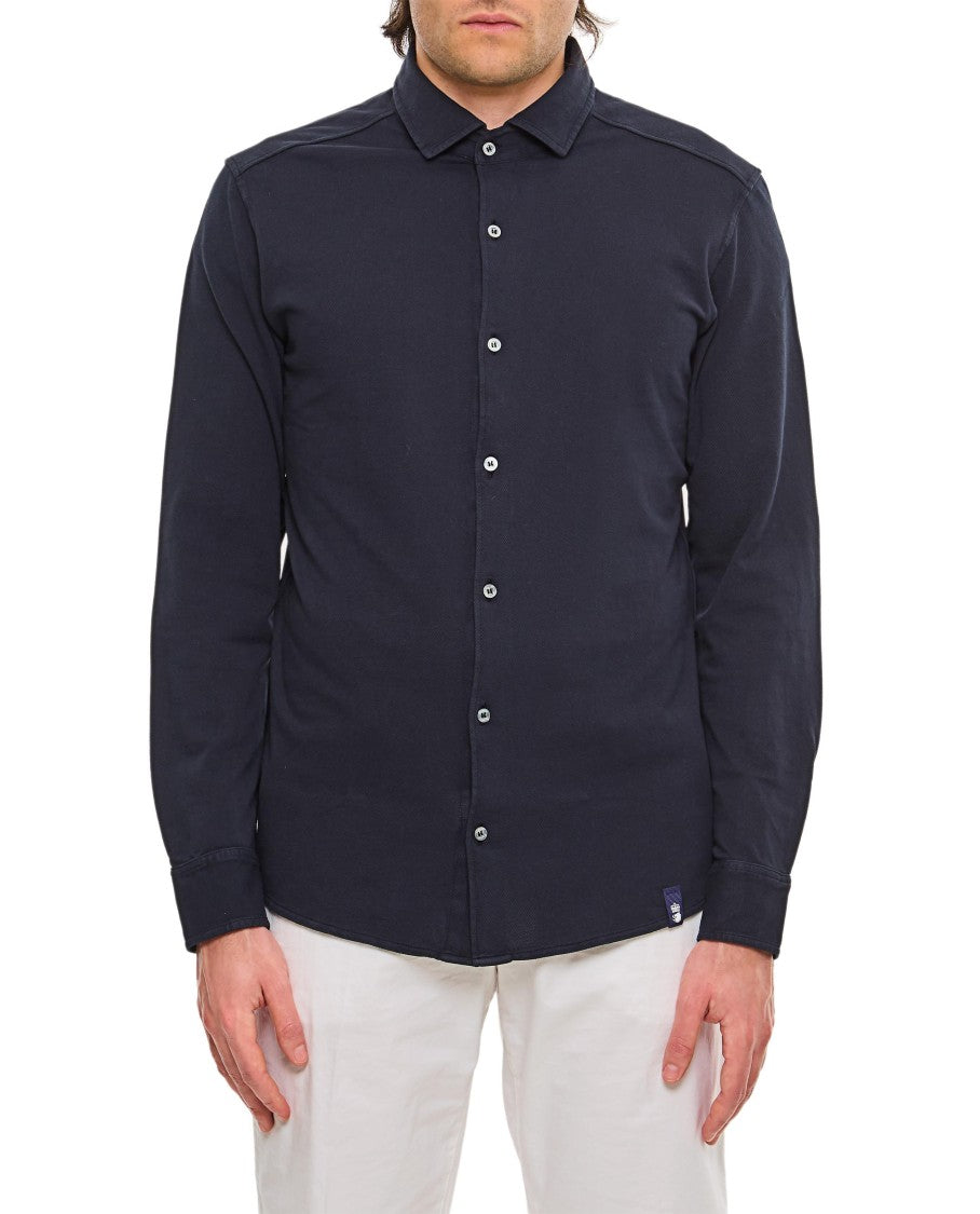 Drumohr Piquet Shirt With Button-Down Collar And Tailored Fit