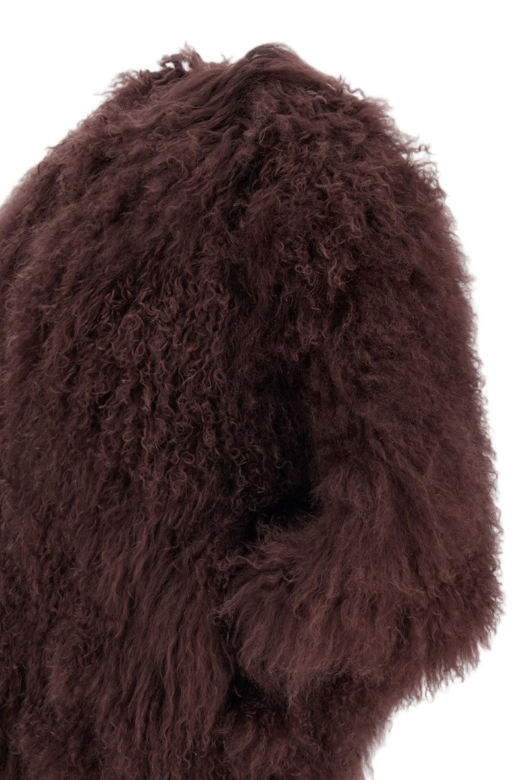 Martha Louis Mongolian Fur Midi Jacket With Concealed Fastening