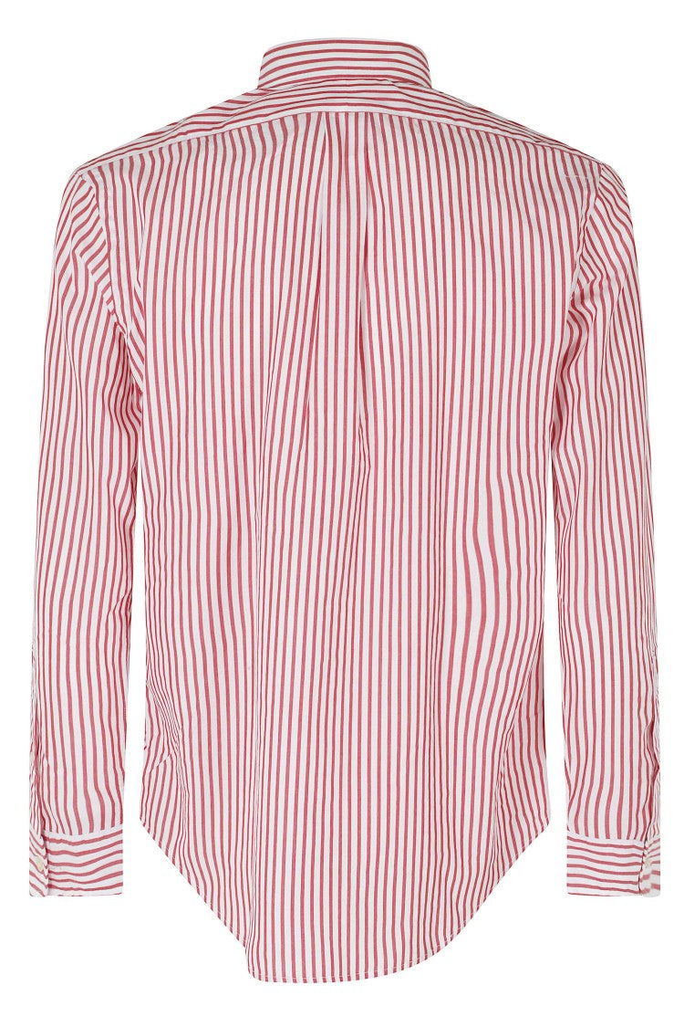 Polo Ralph Lauren White Red Striped Button-Down Cotton Slim Shirt