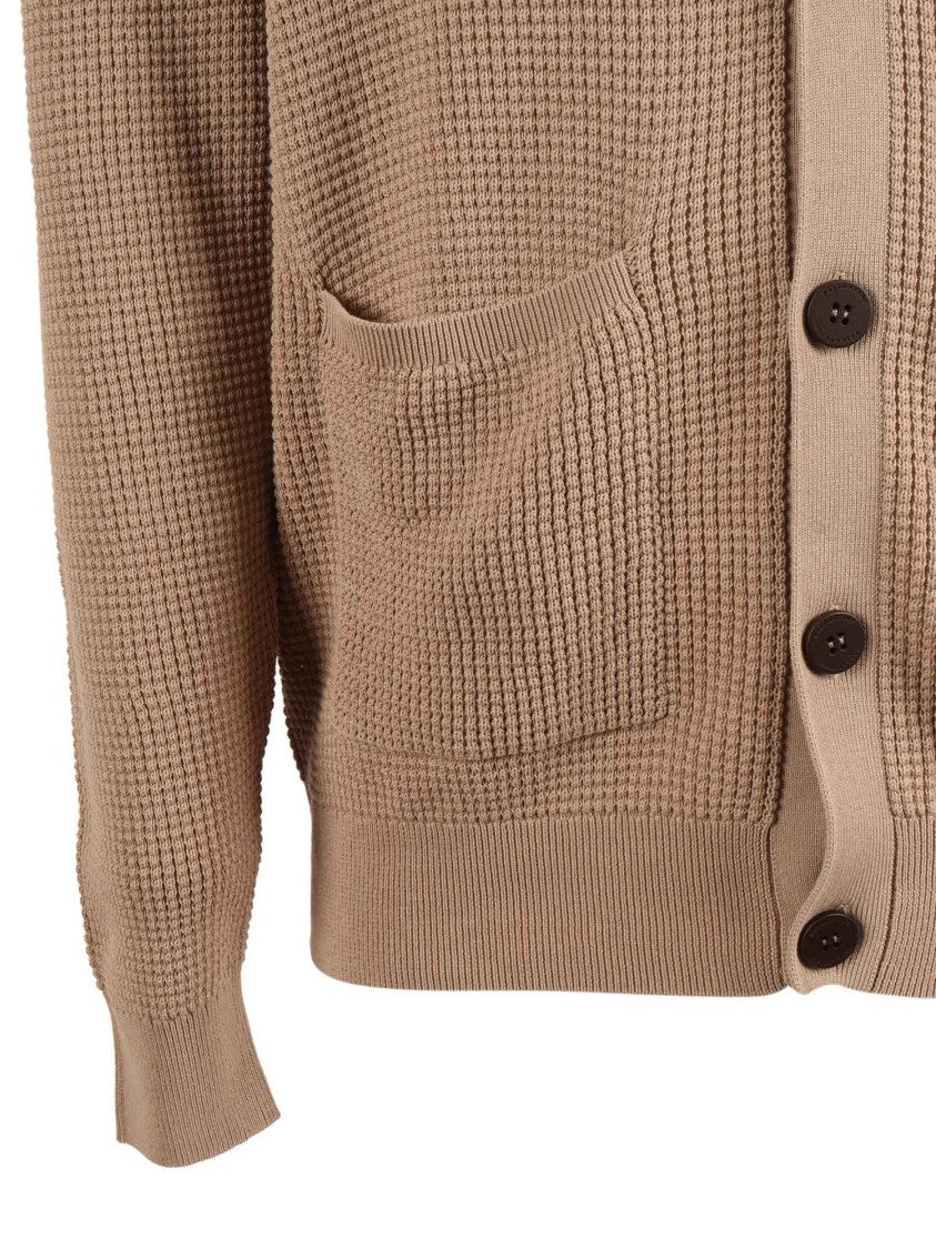 Ballantyne Textured Knit Cardigan With High Collar