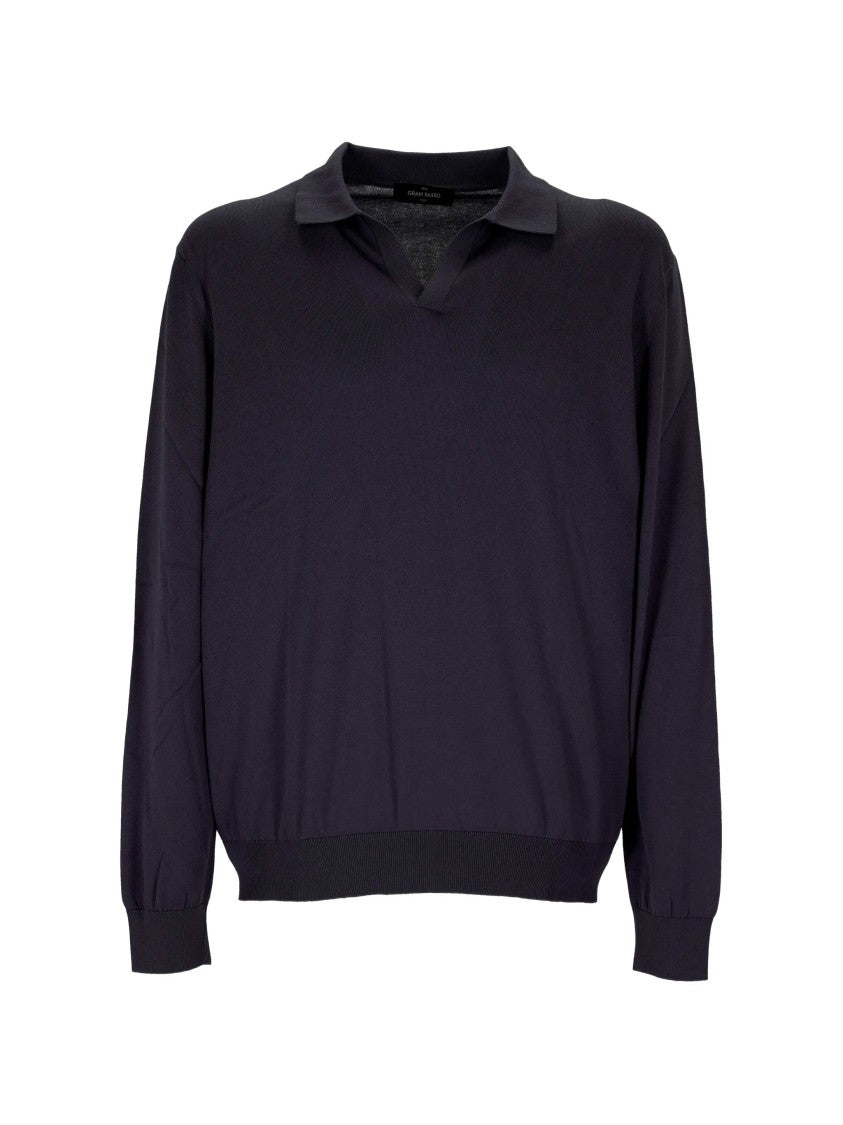 Gran Sasso White Tennis Polo Collar Cotton Pullover
