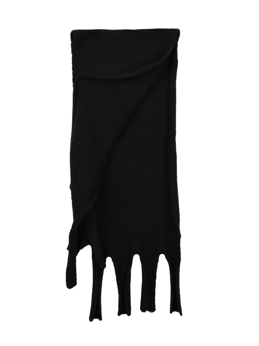 Alpha Studio Black Luminous Wool-Blend Scarf