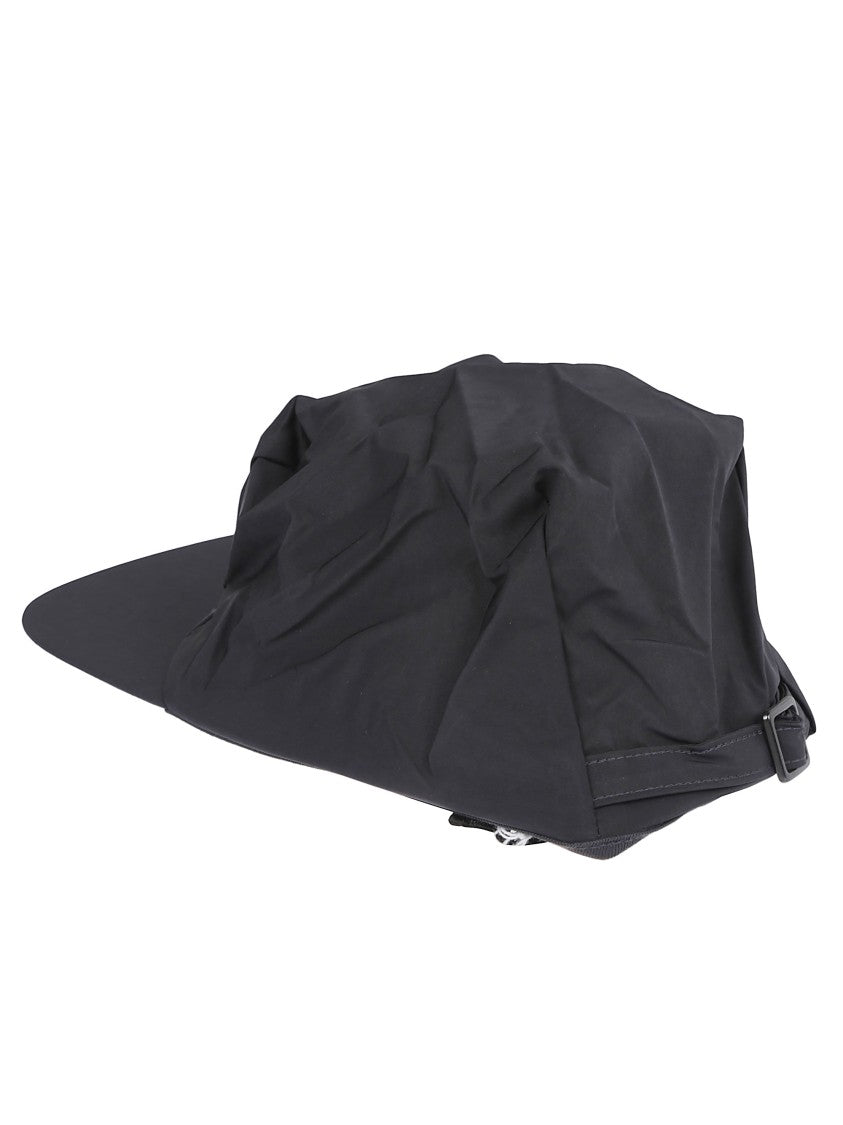 Homme Plissé Issey Miyake Black Crinkled Texture Cap With Structured Brim