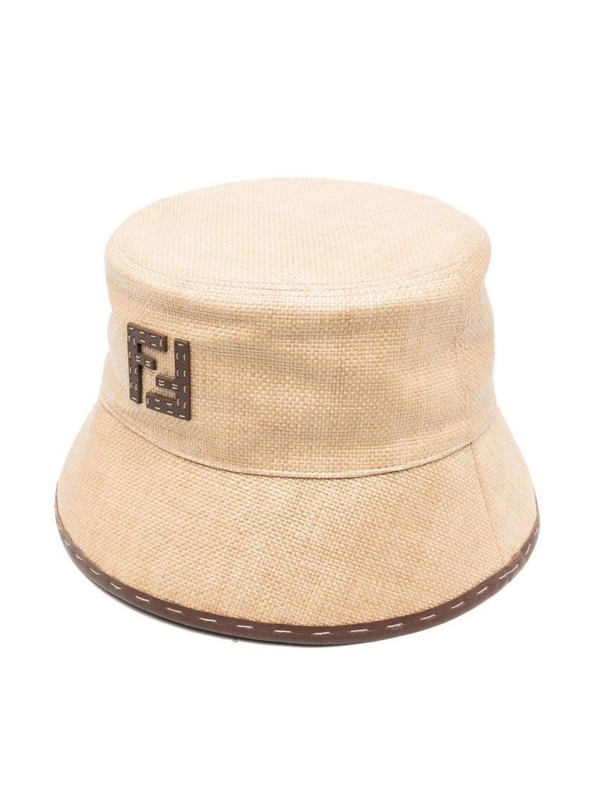 Fendi Rafia Effect Logo Bucket Hat