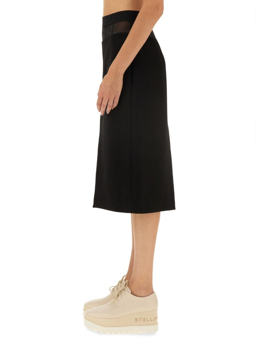 Stella Mccartney Mid-Length Black Wool Skirt With Unique Split Detail