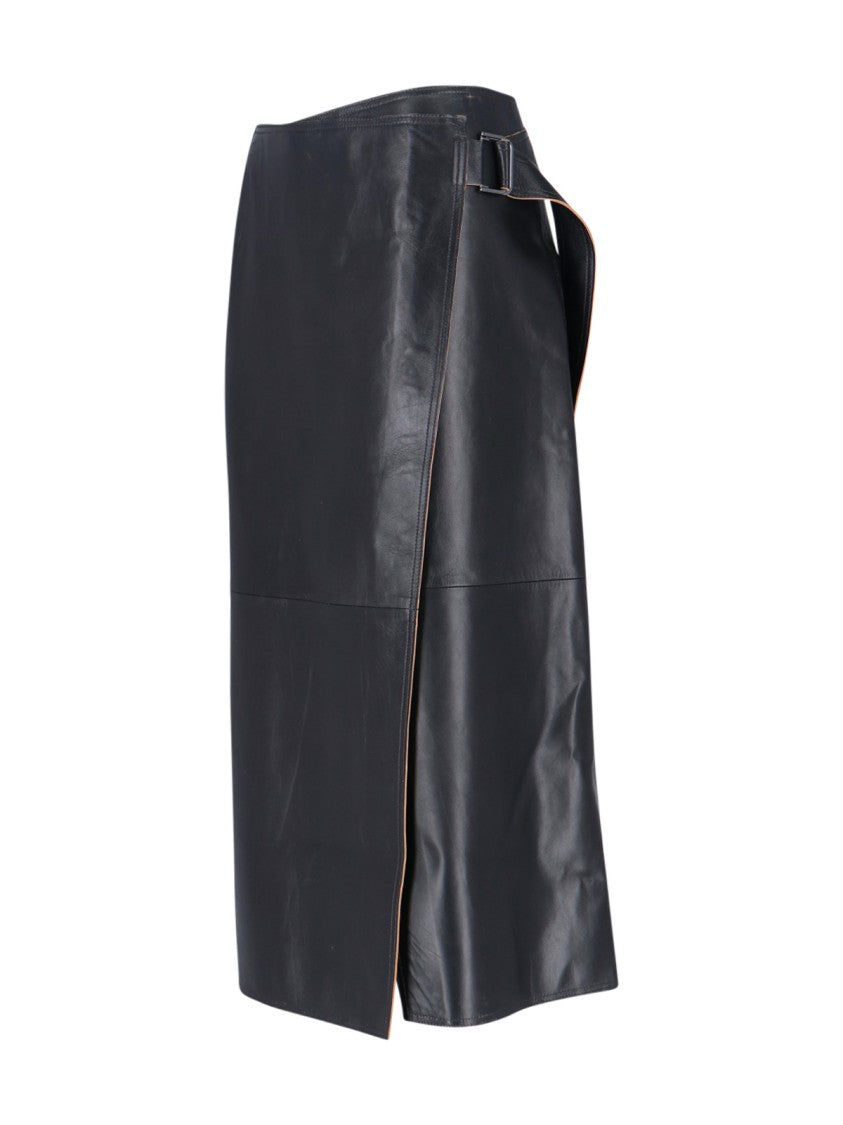 Calvin Klein Nappa Midi Skirt – Black