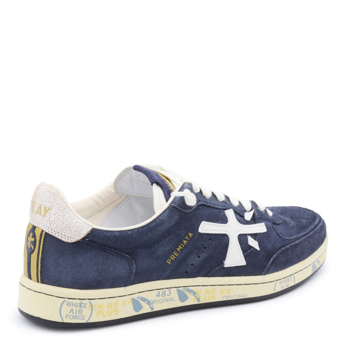 Premiata Navy Basket Clay Leather Sneakers