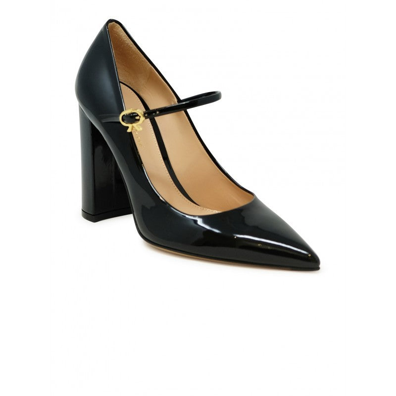 Gianvito Rossi G22235.00 Ric.Vernero Black Patent Ribbon Jane 100 Pumps