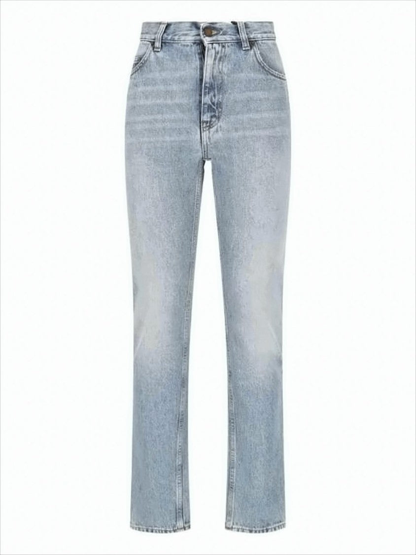 Saint Laurent Mid-Rise Straight-Leg Denim Pants With Subtle Wash