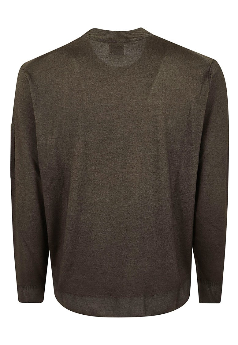 C.P. Company Merino Wool Re-Colour Crewneck Sweater With Raglan Sleeves And Digital Passport