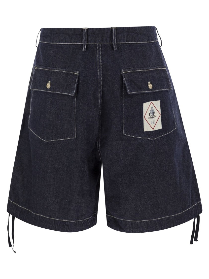 C.P. Company Cotton Denim Shorts With Concealed Button Fly