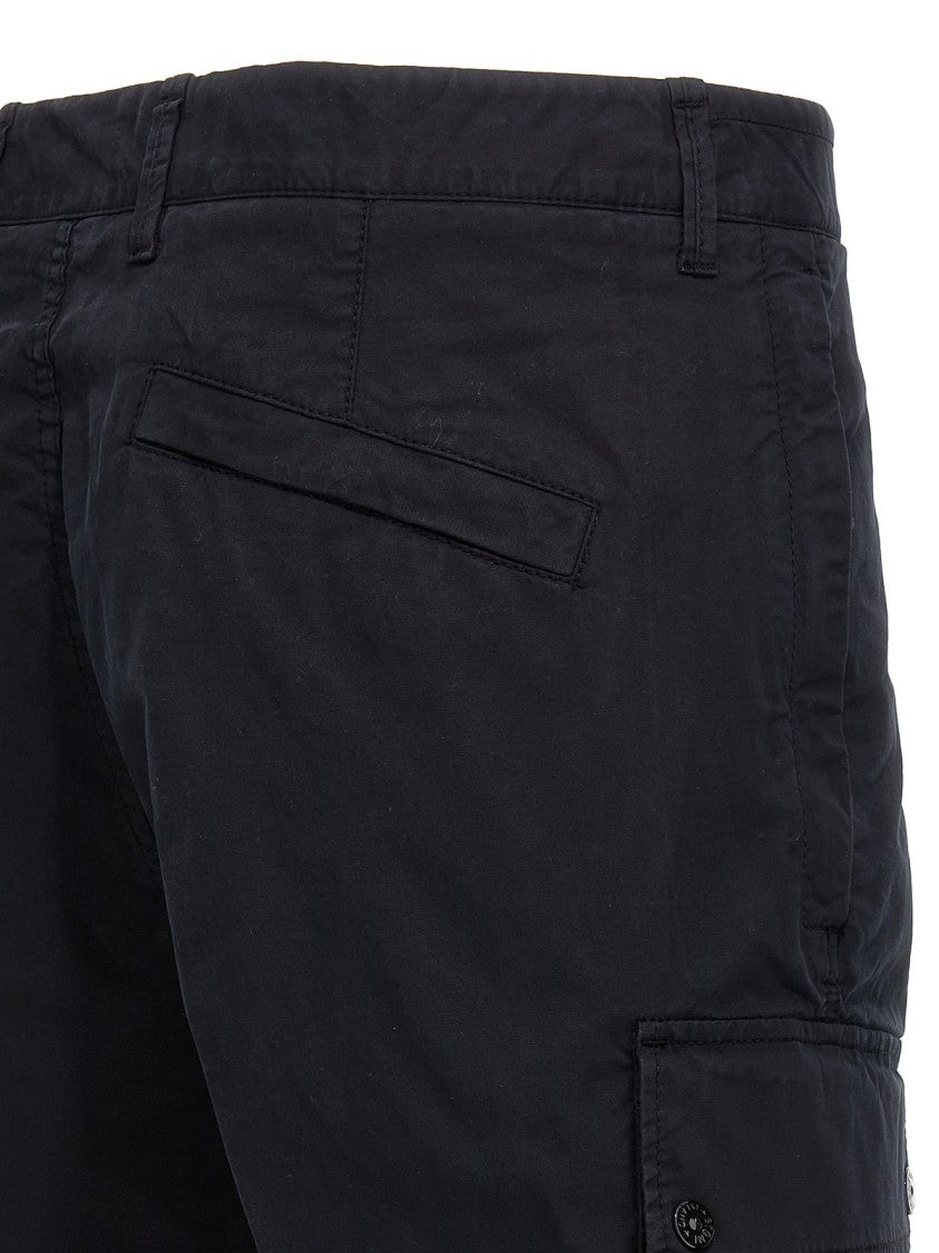 Stone Island Structured Black Shorts With Flap Pockets