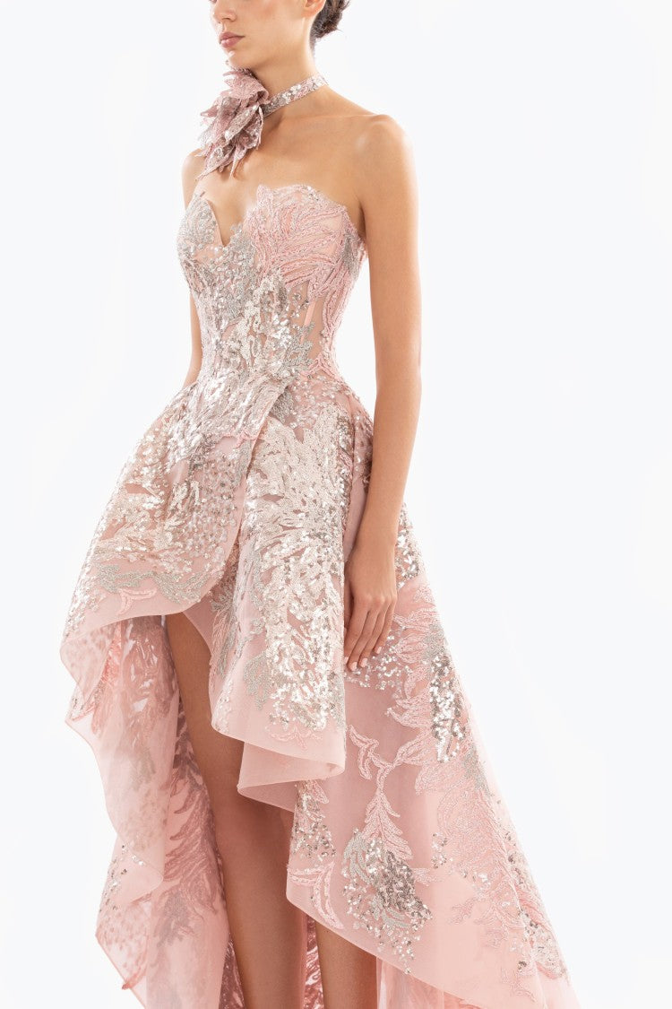 Saiid Kobeisy Embroidered High-Low Dress