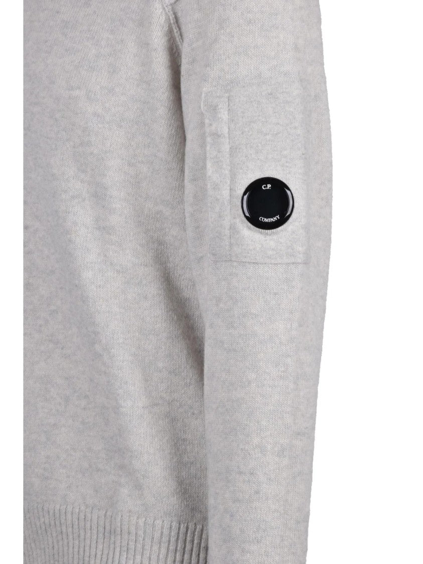 C.P. Company Light Grey Half-Zip Wool-Blend Sweater