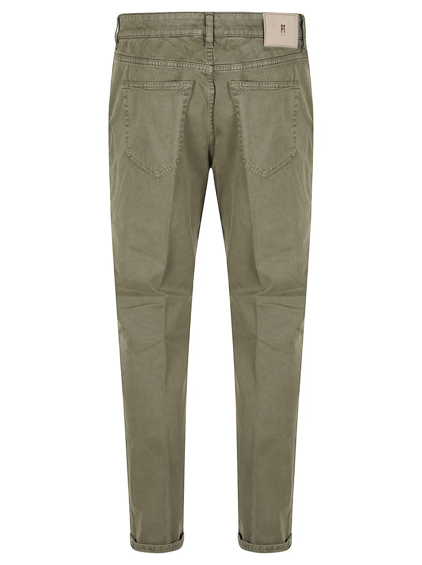 Pt Torino Indie Slim Fit Tapered Cuffed Cotton Casual Pants