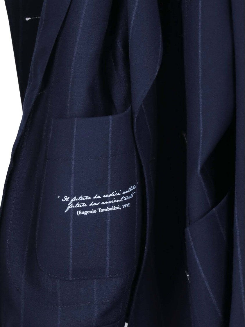 Tombolini Blue Virgin Wool Double-Breasted Suit
