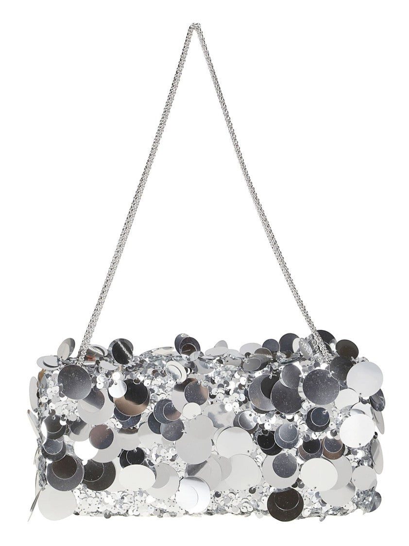 Rabanne Sparkle Baguette Cylindrical Lamb Leather Shoulder Bag