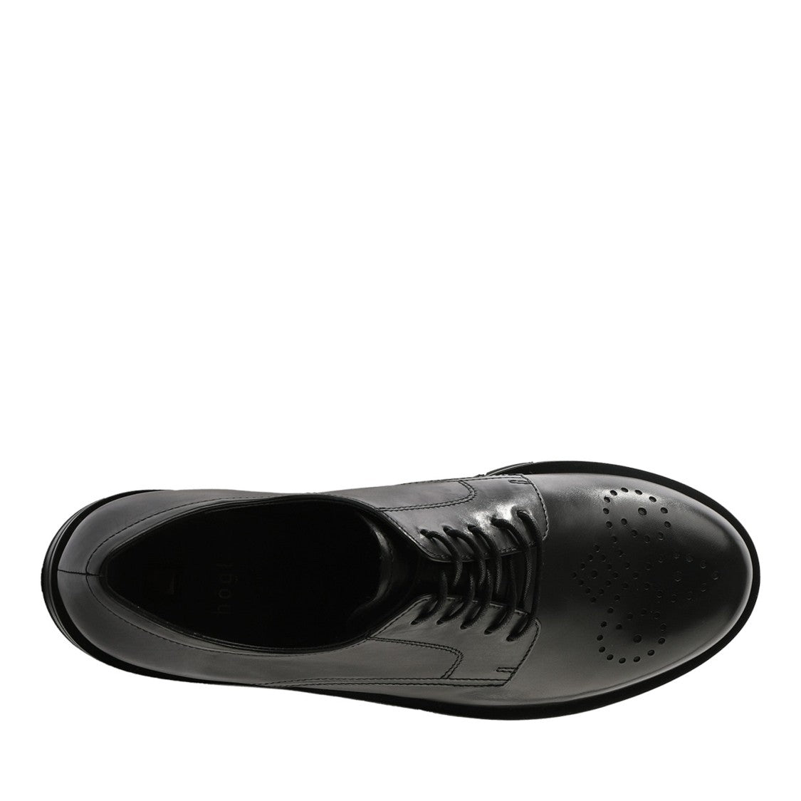 Högl Black Rocky Low-Cut Decorative Perforations Leather Shoes