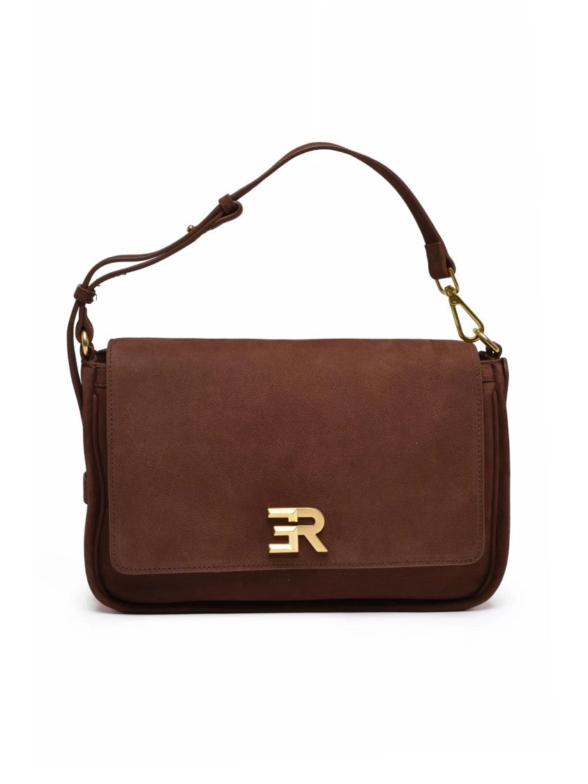 Ermanno Firenze Angelica Shoulder Bag In Rich Brown Bovine Leather