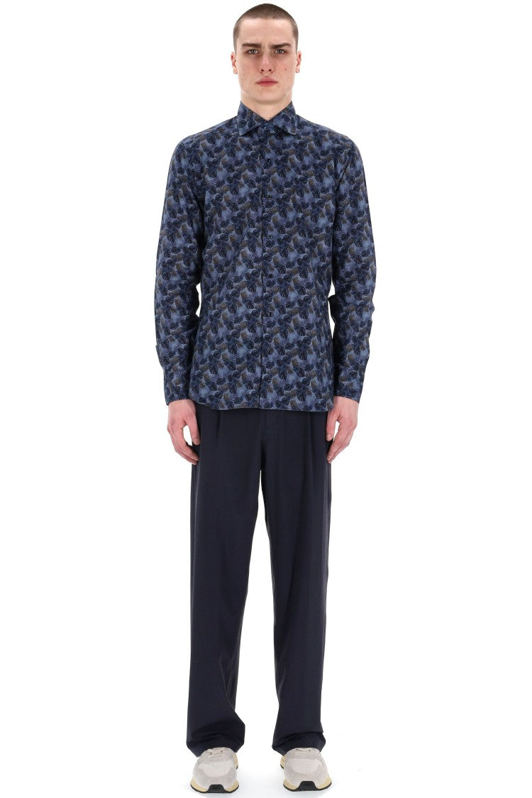 Barba Floral Print Linen Tailored Shirt Line Dandylife