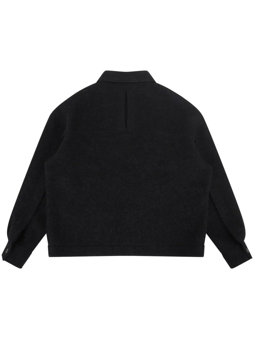 Entire Studios Black Oversized Wool-Blend Flap-Pocket Shirt